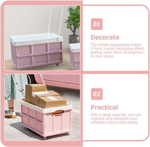 Alipis Plastic Storage Tote Collapsible Rolling Crate with Wheels Foldable Utility Cart Handcart Shopping Trolley for Travel Shopping Moving Storage Home Office Use Beach Wagon Cart in Saudi Arabia