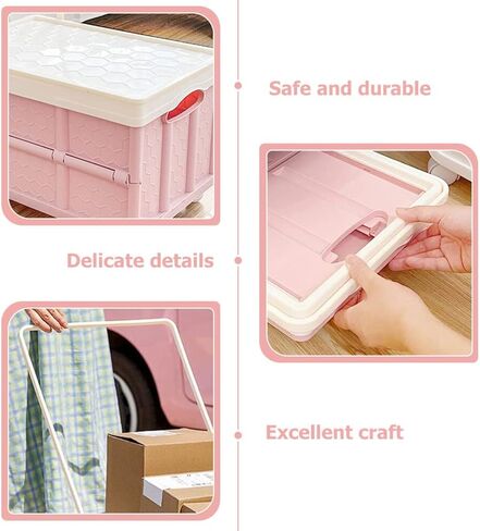 Alipis Plastic Storage Tote Collapsible Rolling Crate with Wheels Foldable Utility Cart Handcart Shopping Trolley for Travel Shopping Moving Storage Home Office Use Beach Wagon Cart in Saudi Arabia