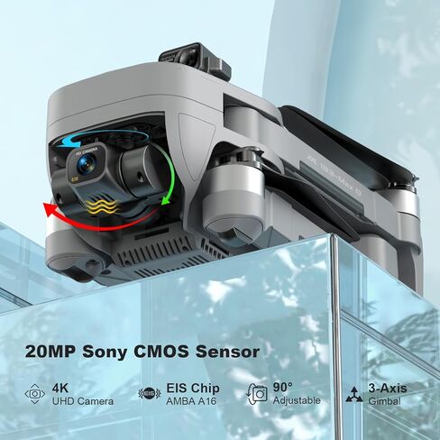 193MAX2 طائرات بدون طيار ثلاثية المحاور مع كاميرا للبالغين 4K، بطاريتين وقت طيران 66 دقيقة، نقل نطاق 13000 قدم، تجنب العوائق، طائرة بدون طيار GPS مع محركات بدون فرش، 4K/30FPS، العودة التلقائية إلى المنزل in Kuwait