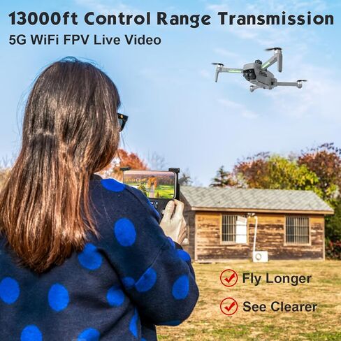 193MAX2 طائرات بدون طيار ثلاثية المحاور مع كاميرا للبالغين 4K، بطاريتين وقت طيران 66 دقيقة، نقل نطاق 13000 قدم، تجنب العوائق، طائرة بدون طيار GPS مع محركات بدون فرش، 4K/30FPS، العودة التلقائية إلى المنزل in Kuwait