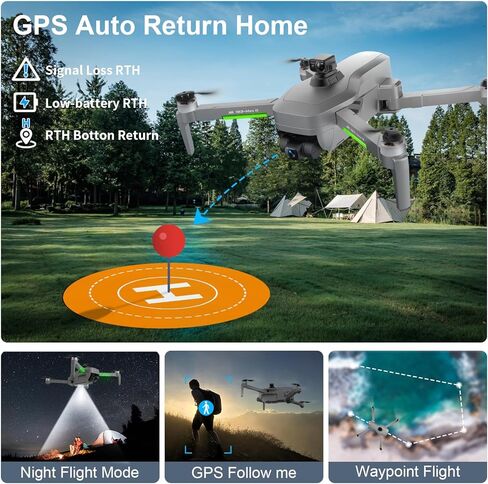 193MAX2 طائرات بدون طيار ثلاثية المحاور مع كاميرا للبالغين 4K، بطاريتين وقت طيران 66 دقيقة، نقل نطاق 13000 قدم، تجنب العوائق، طائرة بدون طيار GPS مع محركات بدون فرش، 4K/30FPS، العودة التلقائية إلى المنزل in Kuwait