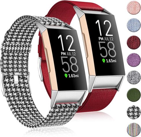 أربطة منسوجة من القماش من Witzon (عبوتان) متوافقة مع Fitbit Charge 4 / Charge 3 / Charge 3 SE، أحزمة معصم بديلة من القماش المسامي للنساء والرجال، مقاس صغير وكبير in Kuwait