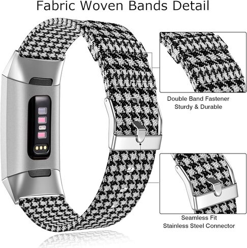 أربطة منسوجة من القماش من Witzon (عبوتان) متوافقة مع Fitbit Charge 4 / Charge 3 / Charge 3 SE، أحزمة معصم بديلة من القماش المسامي للنساء والرجال، مقاس صغير وكبير in Kuwait