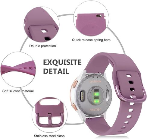 أحزمة متوافقة مع ساعة Garmin Vivoactive 4S 40 مم / Venu 2S/ Venu 3S الذكية، 18 مم سريعة الإصدار من السيليكون الناعم المطبوع بنمط لا يبهت، شريط بديل مطبوع عليه زهور لـ Garmin Vivomove 3S in Kuwait