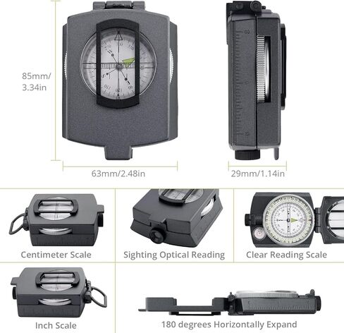 بوصلة عسكرية، بوصلة احترافية للمشي لمسافات طويلة مع حقيبة حمل، بوصلة ملاحة مقاومة للماء، بوصلة بقاء مدمجة، بوصلة رؤية عدسة للمشي لمسافات طويلة والصيد والتخييم في الهواء الطلق in Kuwait