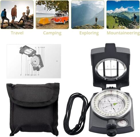 بوصلة عسكرية، بوصلة احترافية للمشي لمسافات طويلة مع حقيبة حمل، بوصلة ملاحة مقاومة للماء، بوصلة بقاء مدمجة، بوصلة رؤية عدسة للمشي لمسافات طويلة والصيد والتخييم في الهواء الطلق in Kuwait