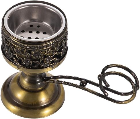 Incense Censer, Bakhoor Burner, Charcoal Incense Burner, Incense Burner with Handle Tongs for Yoga, Spa Aromatherapy Bronze Cross in Saudi Arabia