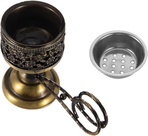 Incense Censer, Bakhoor Burner, Charcoal Incense Burner, Incense Burner with Handle Tongs for Yoga, Spa Aromatherapy Bronze Cross in Saudi Arabia