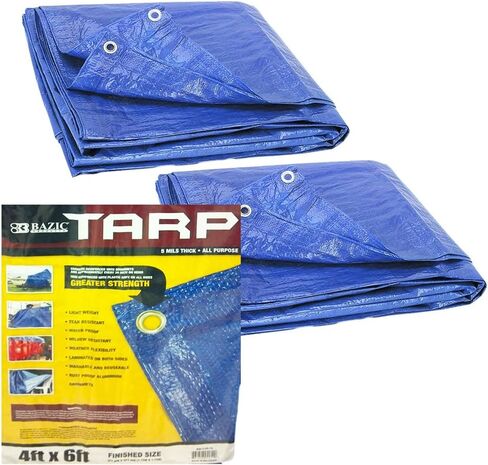 4'x6' Tarp - Multipurpose Cover or Great Tent For Gardening Camping Traveling Weather-Resistant Small Size Tarpaulin (Pack of 2) in Saudi Arabia