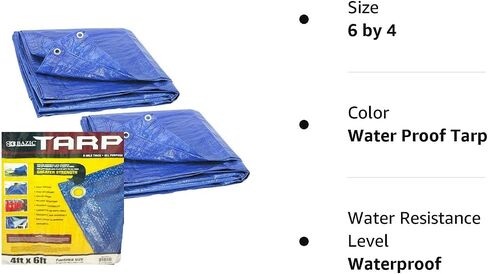 4'x6' Tarp - Multipurpose Cover or Great Tent For Gardening Camping Traveling Weather-Resistant Small Size Tarpaulin (Pack of 2) in Saudi Arabia