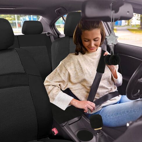 JINGSENCar Seat Cover Full Set for Women with Waterproof Floor Mats,3D Air Mesh Car Seat Cover with 5mm Composite Sponge Inside,Universal Fluffy Steering Wheel Cover,Accessories Full(Purple) in Saudi Arabia