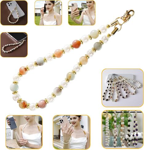 حزام معصم للهاتف مطرز بالرخام، حبل للهاتف المحمول قابل للفصل مع شريط حبل، مقبض سحري للهاتف قابل للتعديل للنساء in Kuwait