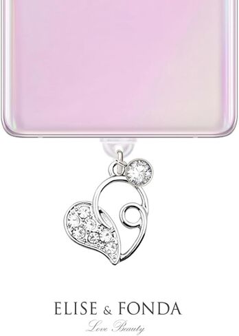 ELISE & FONDA TP304 Type-C USB Charging Port Anti Dust Plug Crystal Love Heart Cell Phone Charm for Samsung/Huawei/OnePlus/Xiaomi/oppo Android Phones (White) in Saudi Arabia