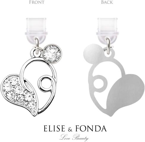 ELISE & FONDA TP304 Type-C USB Charging Port Anti Dust Plug Crystal Love Heart Cell Phone Charm for Samsung/Huawei/OnePlus/Xiaomi/oppo Android Phones (White) in Saudi Arabia