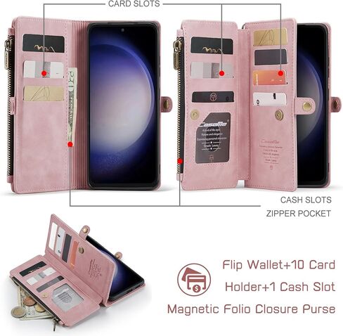 حافظة Defencase لهاتف Galaxy S23 FE 5G، 【RFID Blocking】 حافظة لهاتف Samsung Galaxy S23 FE 5G محفظة للنساء والرجال مع حامل بطاقات، سحاب مغناطيسي من جلد البولي يوريثان لهاتف Samsung S23 FE 5G، أرجواني in Kuwait