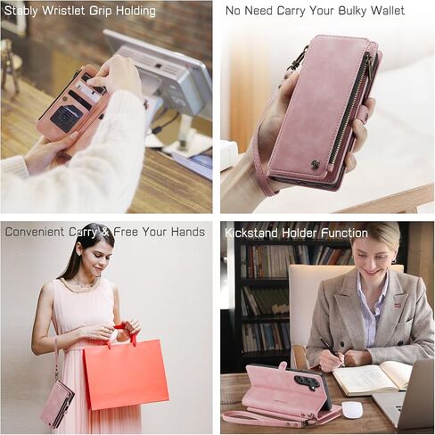 حافظة Defencase لهاتف Galaxy S23 FE 5G، 【RFID Blocking】 حافظة لهاتف Samsung Galaxy S23 FE 5G محفظة للنساء والرجال مع حامل بطاقات، سحاب مغناطيسي من جلد البولي يوريثان لهاتف Samsung S23 FE 5G، أرجواني in Kuwait