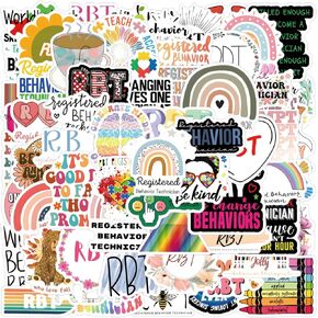62pcs RBT Aesthetics Cartoon Waterproof Vinyl Stickers for Boys Adults for Water Bottles Laptop Suitcase for Birthday Party Supplies Halloween Decoration Favors