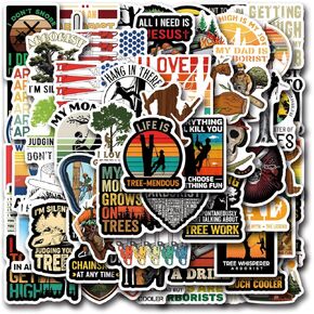 62pcs Arborist Aesthetics Cartoon Waterproof Vinyl Stickers for Boys Adults for Water Bottles Laptop Suitcase for Birthday Party Supplies Halloween Decoration Favors
