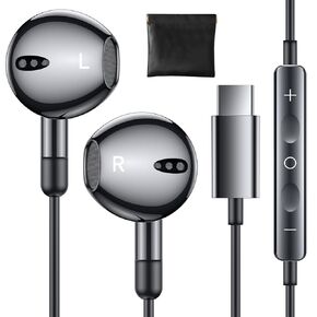 USB C Headphones for iPhone 16e 15 Pro Max Plus for iPad Pro USBC Earphones with Microphone Volume Control USB-C Wired Earbuds USB Type C Head Phone for Google Pixel 9 8 7 Samsung S25 S24 S23 S22