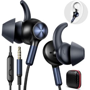 APETOO Wired Ear Buds Sport in-Ear Headphones with Anti Fall/Hurt Wingtips, Hands-Free Call, Pure Stereo & Deep Bass, Sweatproof & Comfortable, Corded Aux 3.5mm Headset for Small Ears/Workout/Men/Kid
