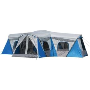 Outdoor Trail 16-Person 3-Room Family Cabin Tent, with 3 Entrances, 230 Sq Ft Blue and Gray