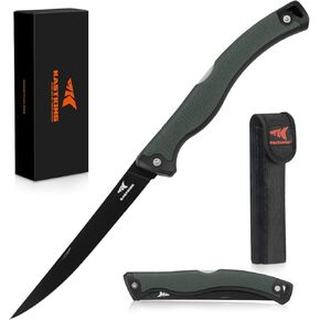 KastKing Folding Fillet/Fishing/Camping/Hunting Knife, Razor Sharp G4116 German Stainless-Steel Blade, Non-Slip Handles, 13 ½ inch overall Length, only 7 ½ inch folded, Includes Sheath