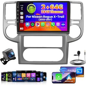 Roinvou 2+64G Radio for Nissan Rogue X-Trail 2003 2004 2005 2006 2007 Android 13 Car Stereo Wireless Carplay, 10.1 inch Touch Screen for Nissan Rogue Android Auto + Backup Camera