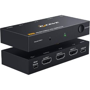 HDMI Switch 2 in 1 Out, HDMI Switch, 4K@120Hz HDMI Switcher, 2 in 1 Out, Supports HDR, 3D, Compatible with Laptops, PC, Xbox Series, PS5 / PS4, Projector, and More
