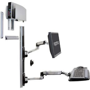 Ergotron – LX Wall Mount System – Medium CPU Holder, Polished Aluminum
