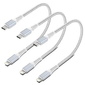 6inch USB C to Lightning Cable, 2-Pack Short USB C iPhone Charger Cord Braided 0.5FT Type C to Lightning Cable PD Fast Charging for Apple iPhone 14 13 12 11 Pro Max Mini 10 8 7 Plus XR XS SE, AirPods