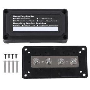 Heavy Duty 4 Way Bus Bar Power Nylon Fiberglass Distribution Box I Type Screw 300A 48V DC