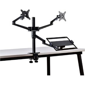 OL-10T Height Adjust Desktop Dual 17-32 Inch Monitor Holder+12-17 Inch Laptop Holder Stand Full Motion Triple Mount Arm(Black)