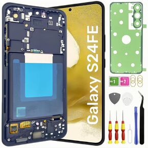 استبدال شاشة OLED Galaxy S24 FE لـ Samsung Galaxy S24 Fe LCD شاشة اللمس Display Pantalla مع مجموعة أدوات الإطارات SM-S721U مع Graphite بصمات الأصابع