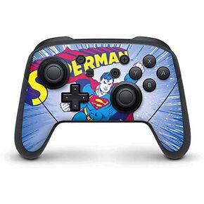 Skinit Decal Gaming Skin Compatible with Nintendo Switch Pro Controller - Officially Licensed DC Comics Superman Vintage Pose American Flag Design