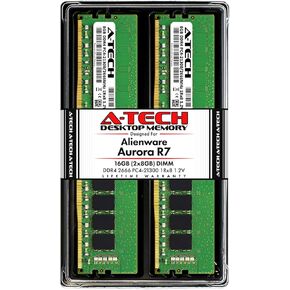 A-Tech 16GB (2 × 8 جيجا بايت) ذاكرة الوصول العشوائي لأورورا AURORA R7 سطح المكتب | DDR4 2666MHz DIMM PC4-21300 288-PIN CL19 1.2V طقم ترقية الذاكرة غير المقلوب