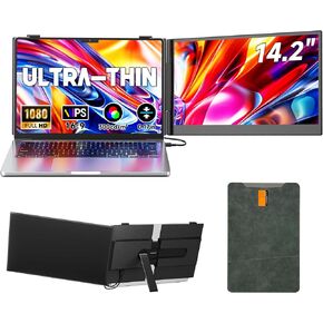 Laptop Screen Extender 0.17" Ultra-Thin, 14.2" FHD 1080P IPS Portable Monitor for Laptop, Dual Screen Travel Monitor Extender Suitable for 13"-17.3" Plug & Play for Windows/Mac/Android/Switch/PS-5