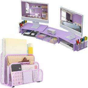 gianotter Dual Monitor Stand + Mail Organizer (Purple)
