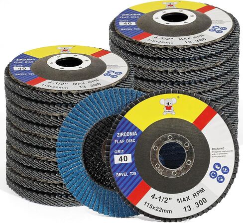 20 Pack Flap Discs 4-1/2 for Angle Grinder, T27 Grinding Wheel, Zirconia Abrasive Grinding Disc, 40/60/80/120 Assorted Grits Angle Grinder Sanding Disc for Grinding, Finishing, Deburring in Saudi Arabia