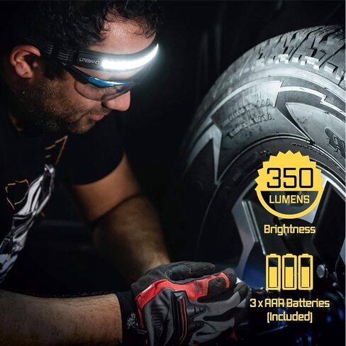 Liteband FLEX 300 Wide-Beam LED Headlamp - 210° Illumination, 300 Lumens, Improved OVLED Design - AAA Batteries, Adjustable, Camping, Running, Hiking, Fits Hard Hats, LBF300-AN, Night in Kuwait