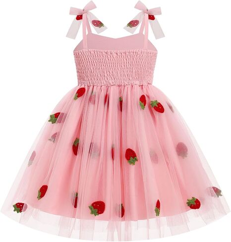 Tutu Dress for Baby Girls, 1/2 Birthday Outfit Girls, Princess 1st Birthday Dresses Toddler Bowknot Sleeveless Smoked Dresses Baby Pageant Spring Summer Dress Photographs Pink Colorful 5-6X in Saudi Arabia