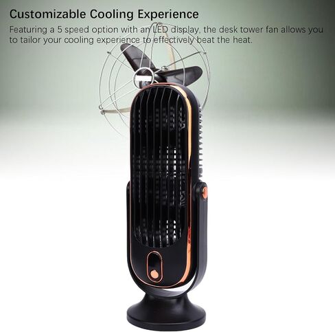 Gonetre Desk Fan Tower Fan USB محمولة Air Air Cooler مروحة رأسية ، 5 سرعات من المعجبين بفرش محرك قائم على الطابق لمطبخ المكتب المنزلي داخلي (أسود) in Kuwait