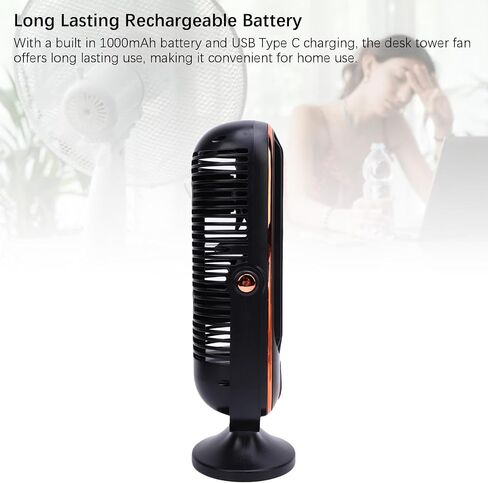 Gonetre Desk Fan Tower Fan USB محمولة Air Air Cooler مروحة رأسية ، 5 سرعات من المعجبين بفرش محرك قائم على الطابق لمطبخ المكتب المنزلي داخلي (أسود) in Kuwait
