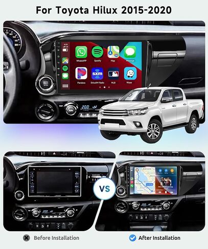 راديو سيارة 8 CORE 4G+64G لسيارة Toyota Hilux 2015-2020 مع CarPlay/Android Auto، Podofo 10.1 بوصة 1280 * 720P IPS شاشة لمس ستيريو Android 13 GPS WiFi Bluetooth DSP SWC + كاميرا احتياطية عالية الدقة in Saudi Arabia