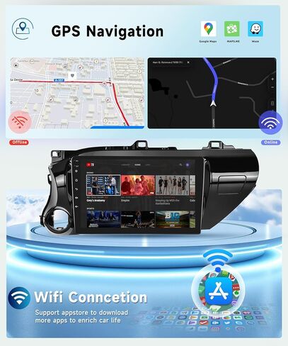 راديو سيارة 8 CORE 4G+64G لسيارة Toyota Hilux 2015-2020 مع CarPlay/Android Auto، Podofo 10.1 بوصة 1280 * 720P IPS شاشة لمس ستيريو Android 13 GPS WiFi Bluetooth DSP SWC + كاميرا احتياطية عالية الدقة in Saudi Arabia