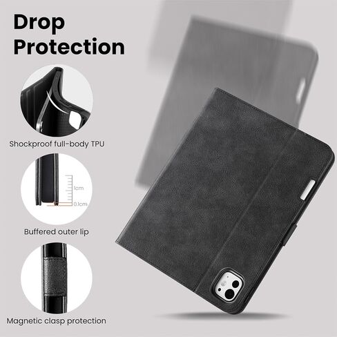 حالة مصنوعة يدويًا لـ iPad Pro 13 Inch M4 2024 A2925 A2926 A3007 مع جيب حامل القلم الرصاص ، وقصة الزوايا المتعددة ، والإغلاق المغناطيسي ، وغطاء واقي من الورقة الجلدية النباتية ، والنوم التلقائي/الاستيقاظ ، والبني in Kuwait
