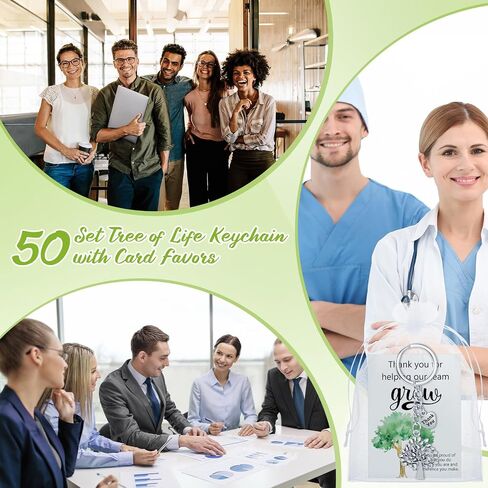 Landical 36 Sets Team Appreciation Gifts Tree Keychains Thank You Card Organza Bag Good Luck Keychain for Employee Coworker in Saudi Arabia