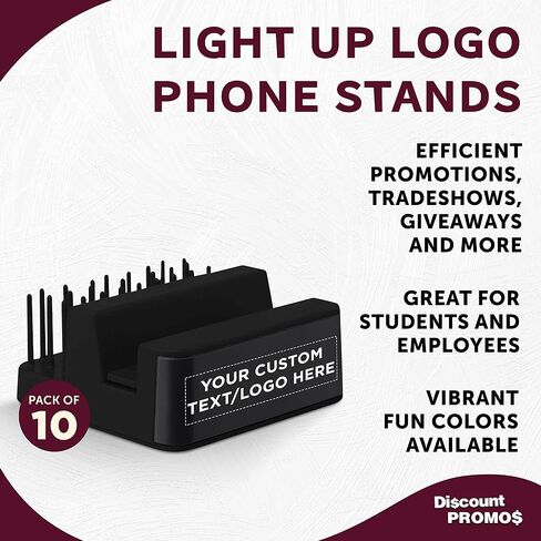 Promos خصم Custom Light Logo Logo Stands مجموعة من 10 ، حزمة كبيرة مخصصة - ملحق للهاتف الذكي الأساسي ، مثالي للمكتب والمنزل - الأسود in Saudi Arabia
