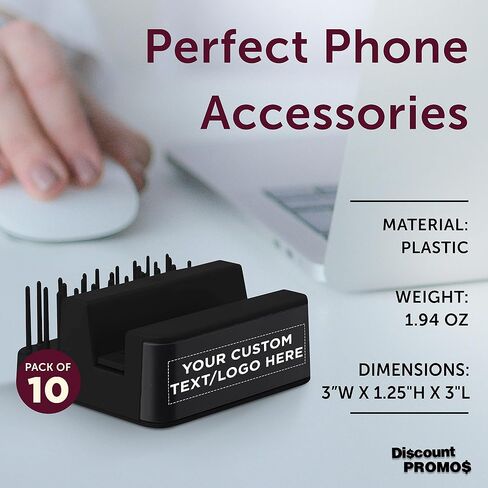 Promos خصم Custom Light Logo Logo Stands مجموعة من 10 ، حزمة كبيرة مخصصة - ملحق للهاتف الذكي الأساسي ، مثالي للمكتب والمنزل - الأسود in Saudi Arabia