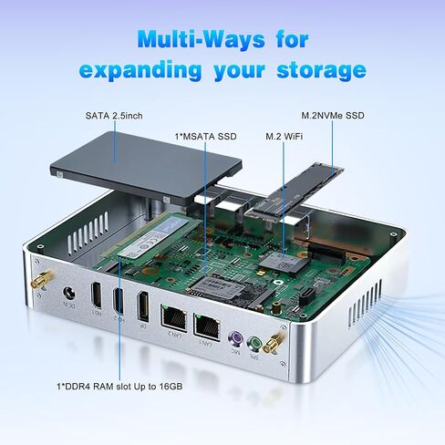 Fanless Mini PC, 12th Gen N100 Desktop Computer, 16G RAM 512G SSD Firewall Router Office Computer 0 Noise, 8 USB, Dual LAN/HDMI, DP, 4K Triple Display Output, Win-11 Pro in Saudi Arabia