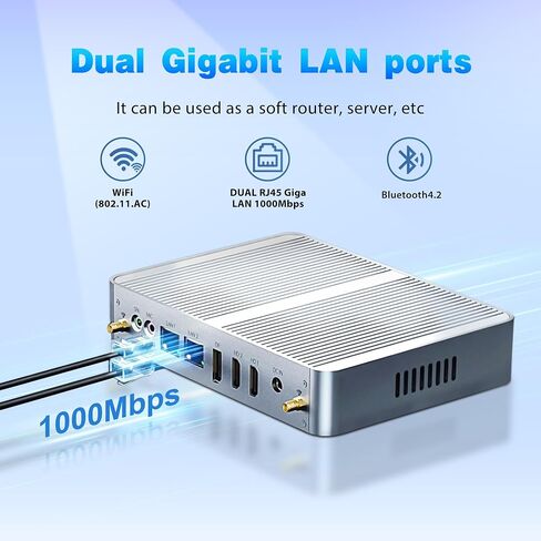 Fanless Mini PC, 12th Gen N100 Desktop Computer, 16G RAM 512G SSD Firewall Router Office Computer 0 Noise, 8 USB, Dual LAN/HDMI, DP, 4K Triple Display Output, Win-11 Pro in Saudi Arabia